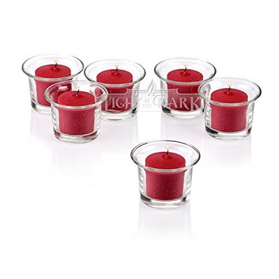 Light In The Dark Clear Glass Lip Votive Candle Holders with Red Votive Candles (Set of 72)