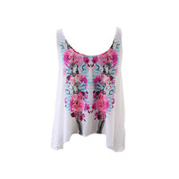 Guess White Printed Crisscross Tank M