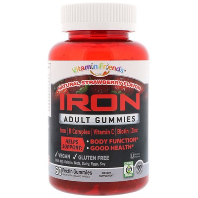 Vitamin Friends, Iron, Vegan Gummies, Natural Berry Flavor, 60 Pectin Gummies