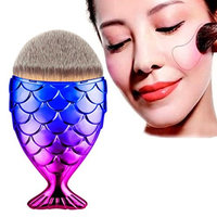 Paymenow Fish Scale Makeup Brush Fishtail Bottom Brush Powder Blush Makeup Cosmetic Brushes Tool Foundation Blending Blush Powder Makeup Brush with Three Color