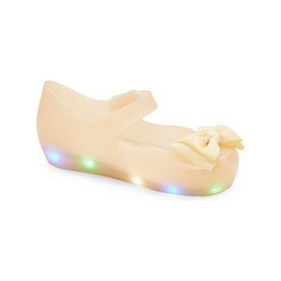 Little Girls Peach LED Light Up Flashing Bow Jelly Shoes