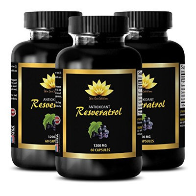 Heart support - PURE RESVERATROL SUPPLEMENT 1200 mg - Green tea leaves - 3 Bottles 180 Capsules