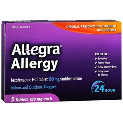Allegra Adult 24 Hour Allergy Relief, 5-Count (Pack of 6)