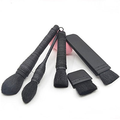 5 Pcs Coat Black Hair Makeup Brush Set Make Up Tool Professional Natural Beauty Palettes Eyeshadow Vanity Perfect Popular Eyes Face Colorful Rainbow Highlights Glitter Kids Travel Kit