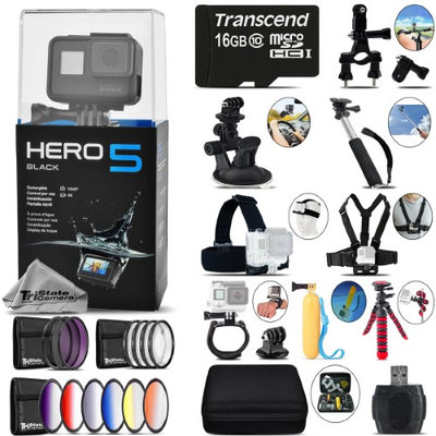 Tristatecamera GoPro Hero5 Black 4K Ultra HD Camera + 13PC Filter Kit Set & More! - 16GB Kit