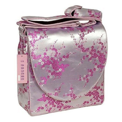DiaperBagsNow Silk Satin Messenger Diaper Bag (Light Pink Cherry Blossom Diaper Bag)