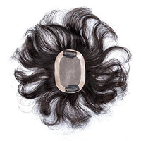 Wavy Curly Human Hair Crown Toppers Clips in Toupee Hairpiece Wiglet for Thin Hair (8