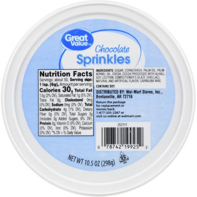 Wal-mart Stores, Inc. Great Value Chocolate Sprinkle Tub, 10.5 oz