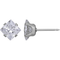 Home Ear Piercing Kit with Stainless Steel 7mm Square Clear CZ Single Earring