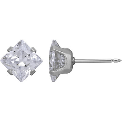 Home Ear Piercing Kit with Stainless Steel 7mm Square Clear CZ Single Earring