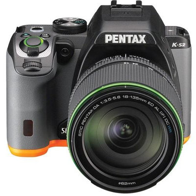 Pentax K-S2 Digital SLR Camera with 18-135mm WR Lens, Orange/Black