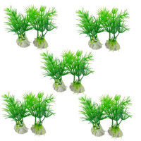 10 Pcs Lively Plastic Aquatic Plant Decor Green 3 3/10