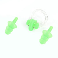 Swim Training Swim Clear Green Plastic Nose Clip + Earplugs Protector