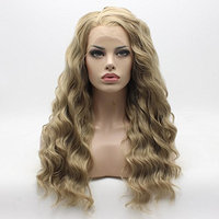 Lace Front Synthetic Wig Curly Long Blonde Mix Multi Color Wigs Half Hand Tied Heat Friendly Wigs