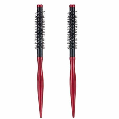 Homyl 2Pcs/Set Small Mini Round Hair Brush Heat Resistant Nylon Bristles, Short Hair Blow Drying Styling Roll Hairbrush 11mm 12mm