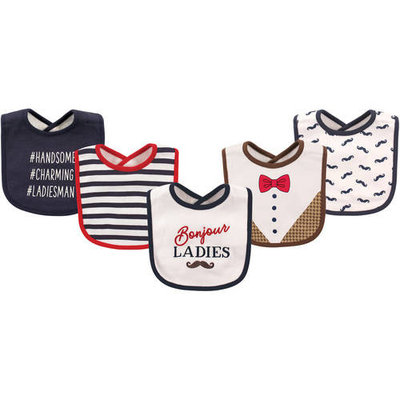 Hudson Baby Boy and Girl Cotton/Terry Drooler Bib, 5-Pack - Bonjour