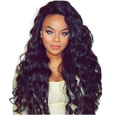 FFormal hairLoose Curly Wave Lace Front Human Hair Wigs-Glueless 130% Density Brazilian Virgin Remy Wigs with Baby Hair For Black Woman 16Inch Natural Color