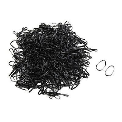 uxcell 500pcs Black Rubber No-damage Women Small Hair Tie Elastic Band Ponytail Holder