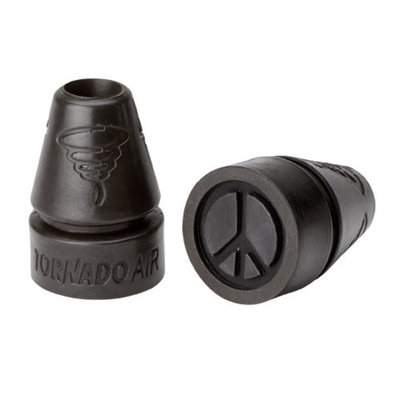 Thomas Fetterman Ultralight Tornado AIR Cane & Crutch Tips with Peace Sign imprint, Fits Canes or Crutches with 3/4 to 1 Inch Diameters, Black, Pair