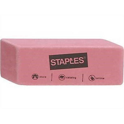 Staples Pink Wedge Erasers