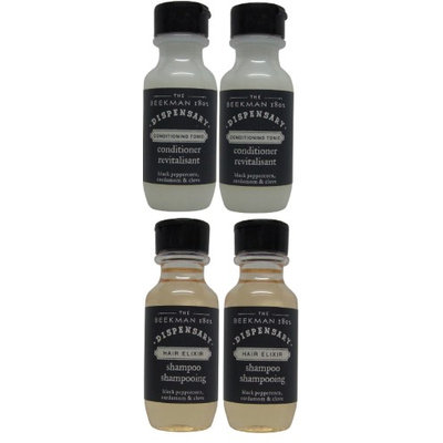 Beekman 1802 Dispensary Shampoo & Conditioner Lot of 4 (2 of each) 1oz Bottles.