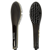 Hair Straightener – Haute Electric Straightening Brush with Burn Resistant Ceramic Bristles & LCD Temperature Display