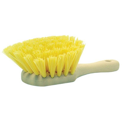 Weiler 79120 8 Utility Scrub Brush, Yellow Polypropylene Fill, Short Handle, Foam Block