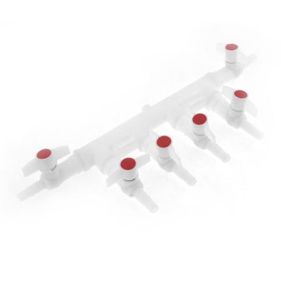 White Plastic Water 4 Way Outlet Flow Controller Splitter Valve for Aquarium