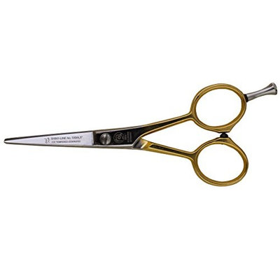 Shiny Line Gold Beard and Moustache Scissor, 4.625 Inches, Hollow Ground, Ice-Tempered Stainless Steel, Made in Solingen, Germany