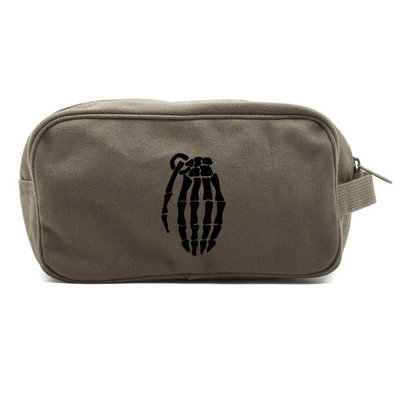 Skeleton Hand Grenade Canvas Shower Kit Travel Toiletry Bag Case