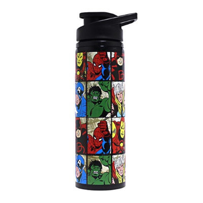 Silver Buffalo Marvel Heroes Grid Stainless Steel Water Bottle