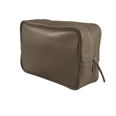 Lucrin Travel Toiletry/Wash Bag, Granulated Cow Leather - Dark Taupe BG1002_VCGR_TPF