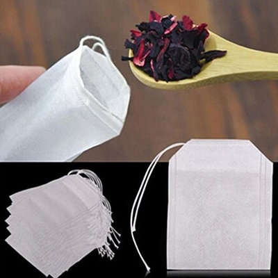 DZT1968 100 pcs Empty Teabags String Heat Seal Filter Paper Herb Loose Tea Bag