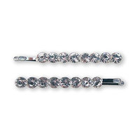 Mia Bobby Pins-Sparkly, Shiny, Brilliant Cut Diamond Shaped, Pretty Rhinestone Bobby Pins For The Hair-8 Beautiful Clear Rhinestones Per Pin-Each Measures 2 Inches Long x 0.2 Inches Wide (2 pcs)