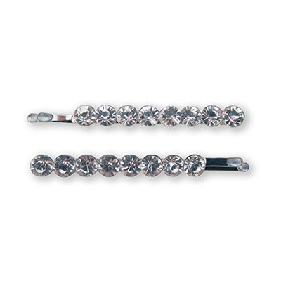 Mia Bobby Pins-Sparkly, Shiny, Brilliant Cut Diamond Shaped, Pretty Rhinestone Bobby Pins For The Hair-8 Beautiful Clear Rhinestones Per Pin-Each Measures 2 Inches Long x 0.2 Inches Wide (2 pcs)