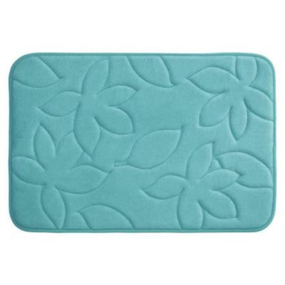 BounceComfort Blowing Leaves Turquoise 20 in. x 34 in. Memory Foam Bath Mat