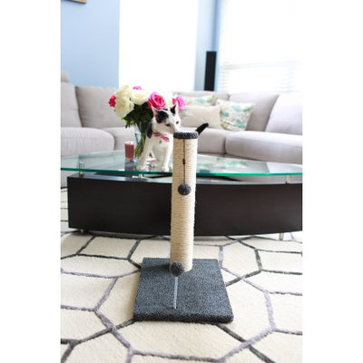 One Source International, Llc 30 inch Sisal Scratching Post (Grey Fleece 16x16 Base)