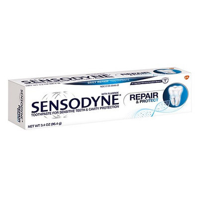 Sensodyne Toothpaste for Sensitive Teeth & Cavity Protection, Repair & Protect 3.4 oz.(pack of 4)