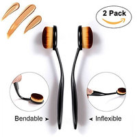 2 Pcs/lot Toothbrush-Shaped Oval Makeup Powder Brush Versatile Portable Cosmetics Kits (Black)
