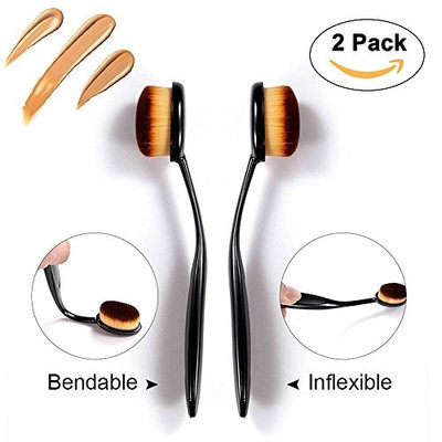 2 Pcs/lot Toothbrush-Shaped Oval Makeup Powder Brush Versatile Portable Cosmetics Kits (Black)