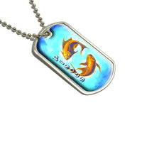 Pisces Gold Fish Zodiac - Astrological Sign Astrology Military Dog Tag Luggage Keychain