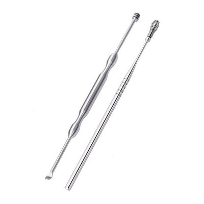 Y-Win 2pcs Portable Ear Wax Remover Curette Ear Pick Ear Cleaner Set with Spoon Design Lightweight Slip Handle with Storage Box (Silver)