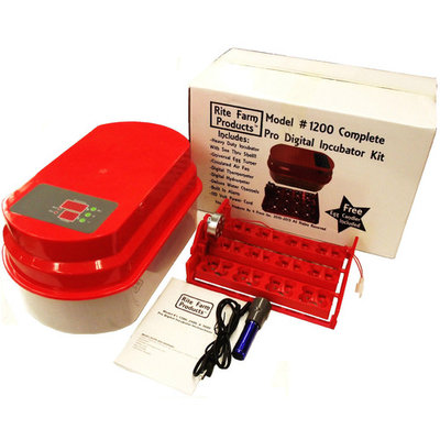 RITE FARM PRODUCTS 1200 PRO DIGITAL 48 QUAIL 12 CHICKEN EGG INCUBATOR KIT TURNER FAN