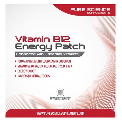 Pure Science? Transdermal Vitamin B12 Patch? 6 Energy Patch each with 5000 Mcg of Vitamin B12 Per Patch - With Cyanocobalamin a Highly Stable Form of Vitamin B12 - Essential for Daily Energy and Bodily Functions (Pack of 6)
