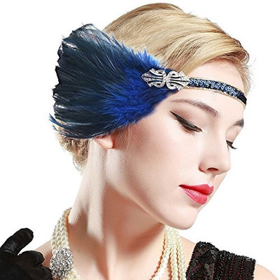 BABEYOND 1920s Flapper Headpiece Roaring 20s Feather Headband Gatsby Accessories