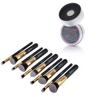 Zodaca 10Pcs Gold Makeup Cosmetic Brushes Kit Set Powder Eyeshadow Blush Foundation Blending Highlighter Eyeliner Lip Cosmetic Comprehensive Tools (10 count) + Switch Duo Sponge Color Cleaner