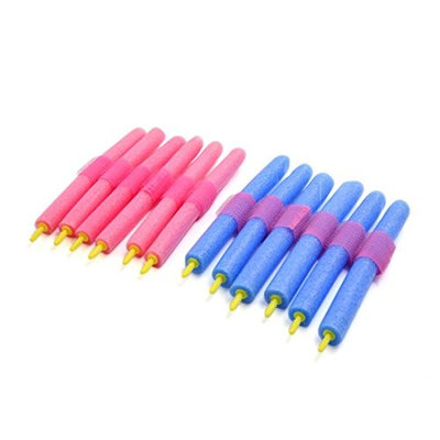 uxcell 12 Pcs Self Adhesive Beauty DIY Curler Makers Soft Foam Bendy Twist Curls Tool Hair Rollers