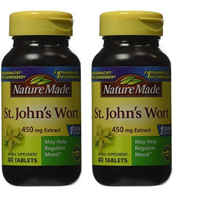 Nature Made St. John's Wort, 450mg - Two Bottles each of 40 Capsules