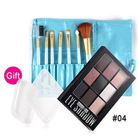 Cosmetic Matte Eyeshadow Cream Makeup Palette Shimmer Set 9 Color+Brush Set