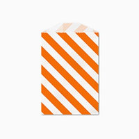 25 Orange and White Diagonal Stripe Little Bitty Bags 2.75 X 4 Inches